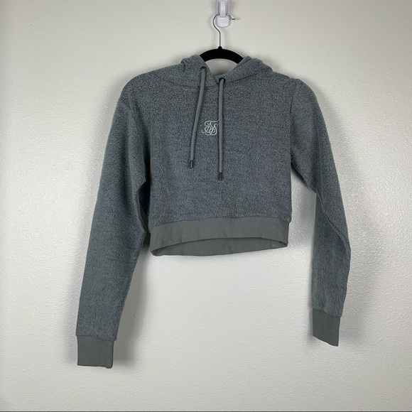 Siksilk Brushed Cropped Hoodie‎ Washed Gray 6 NWT - Picture 3 of 7
